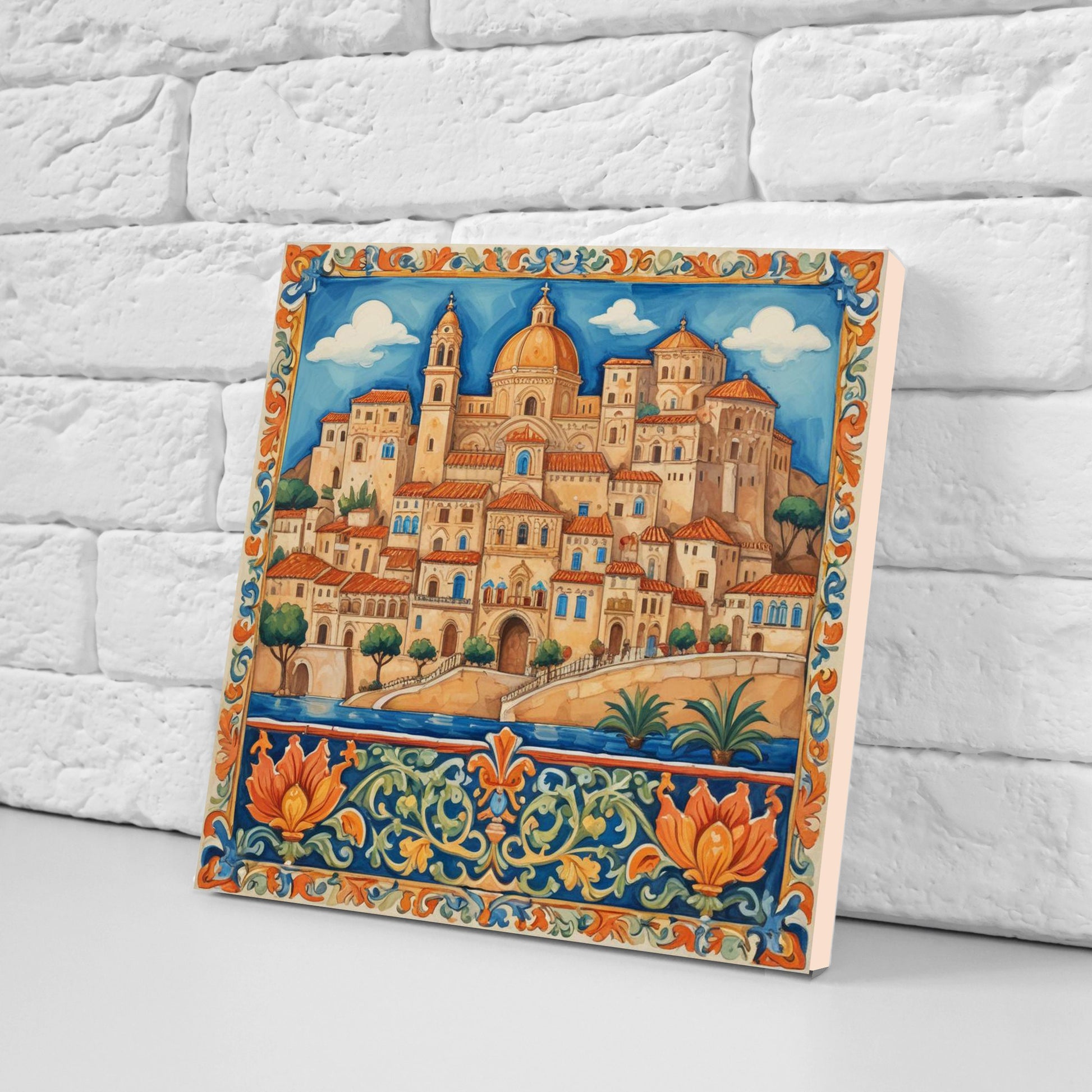 Sicilian Ceramic tiles - Set of 2 Sicilian Wall Decor Tiles - Kitchen Backsplash Tiles, Bathroom Tiles, Shower tiles, Italian Tiles