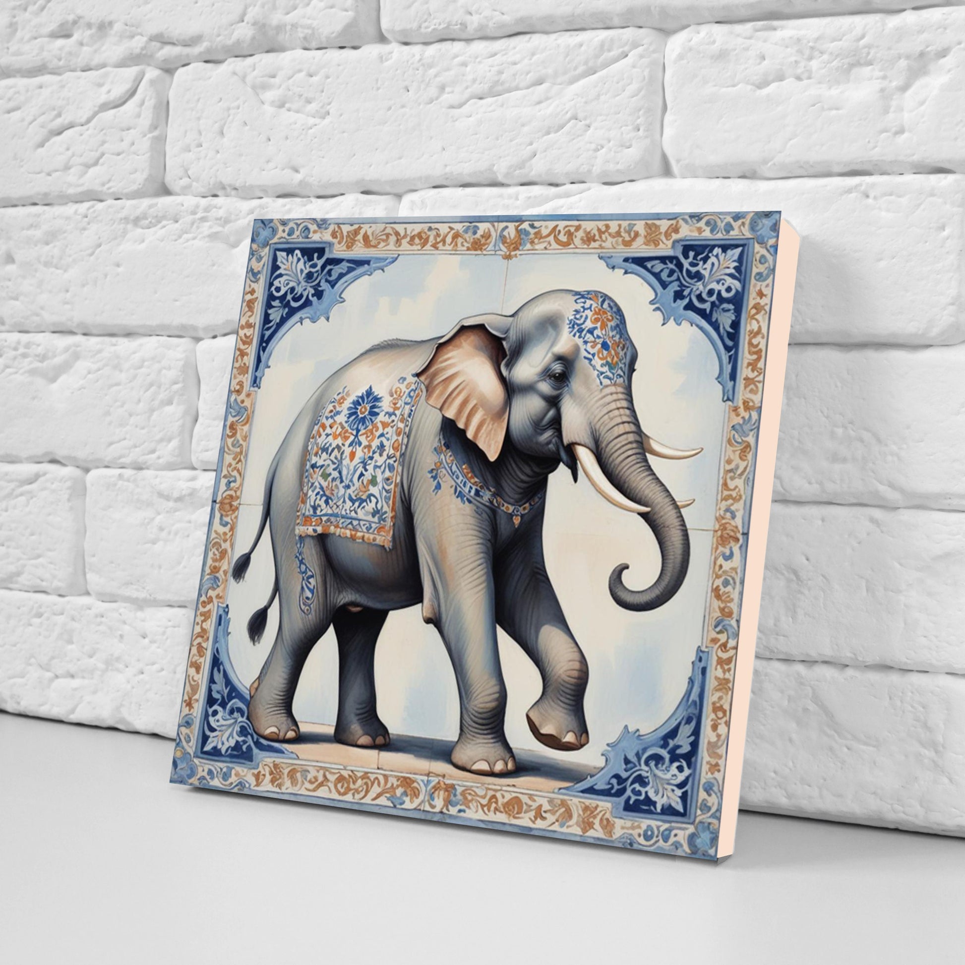Set of 3 Indian Elephant Ceramic Wall Tiles - Gloss Finish - Elephant Wall Art Print - Elephant art - Elephant Home Decor - Elephant print