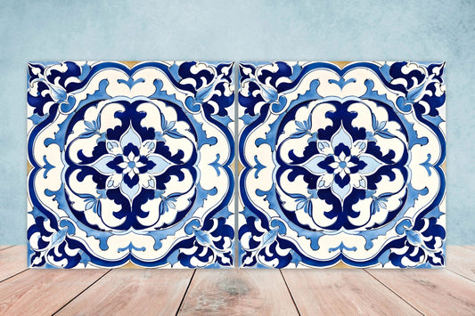 Italian Majolica Tiles - Set of 2 Sicilian Wall Decor Tiles - Kitchen Backsplash Tiles, Table Decorative Tiles, Bathroom Tiles, Coaster