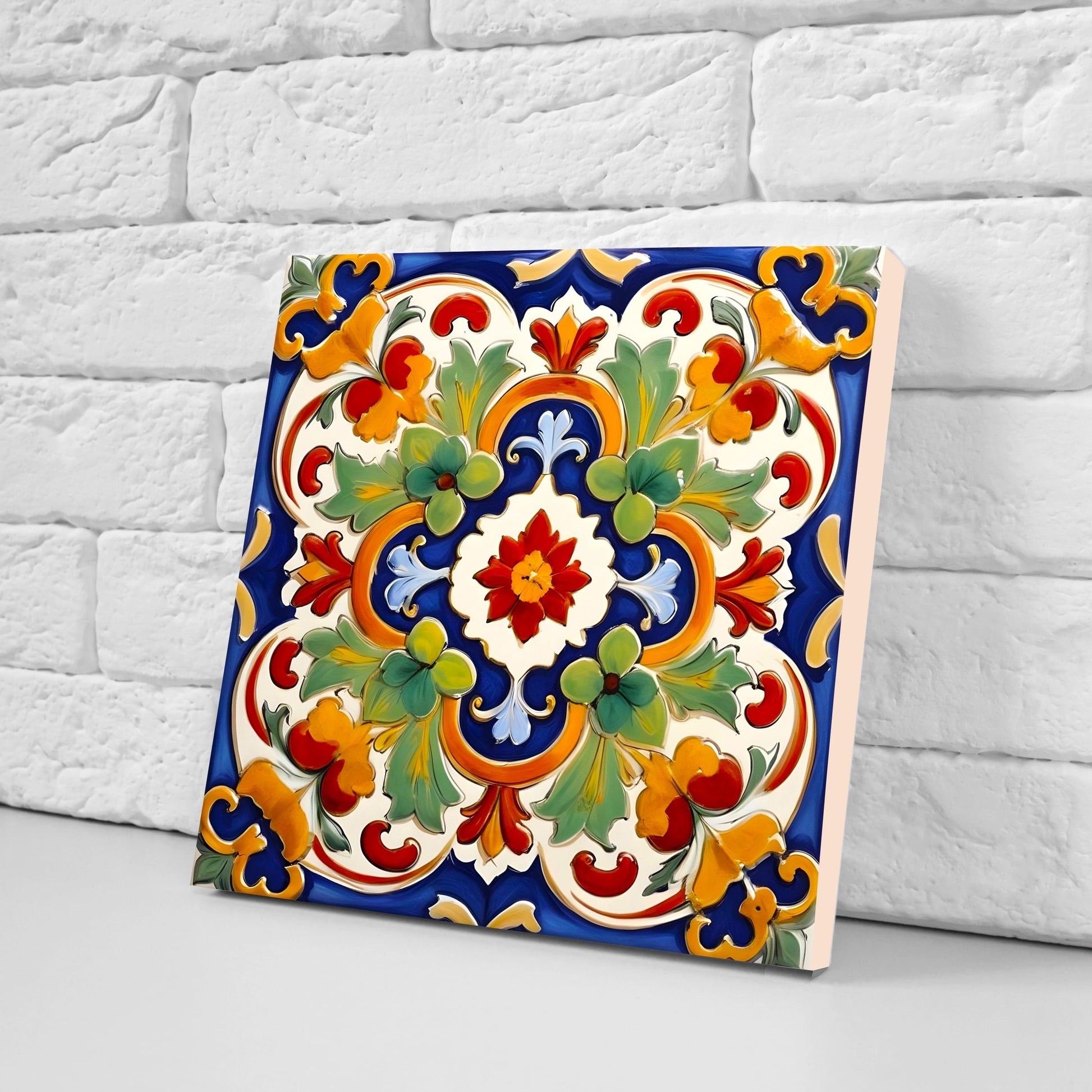 Italian Majolica Tiles - Set of 2 Sicilian Wall Decor Tiles - Kitchen Backsplash Tiles, Table Decorative Tiles, Bathroom Tiles, Coaster