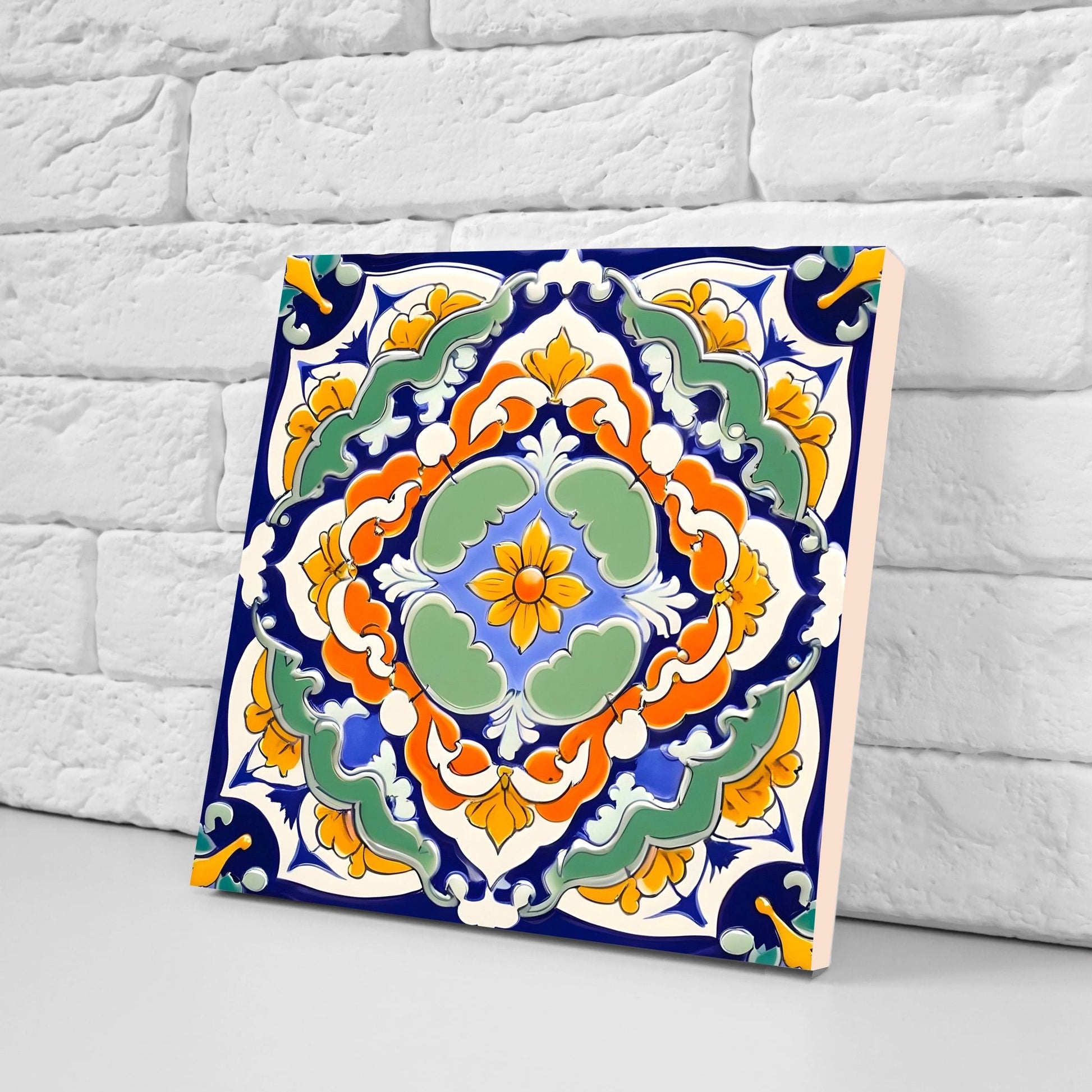 Italian Majolica Tiles - Set of 2 Sicilian Wall Decor Tiles - Kitchen Backsplash Tiles, Table Decorative Tiles, Bathroom Tiles, Coaster