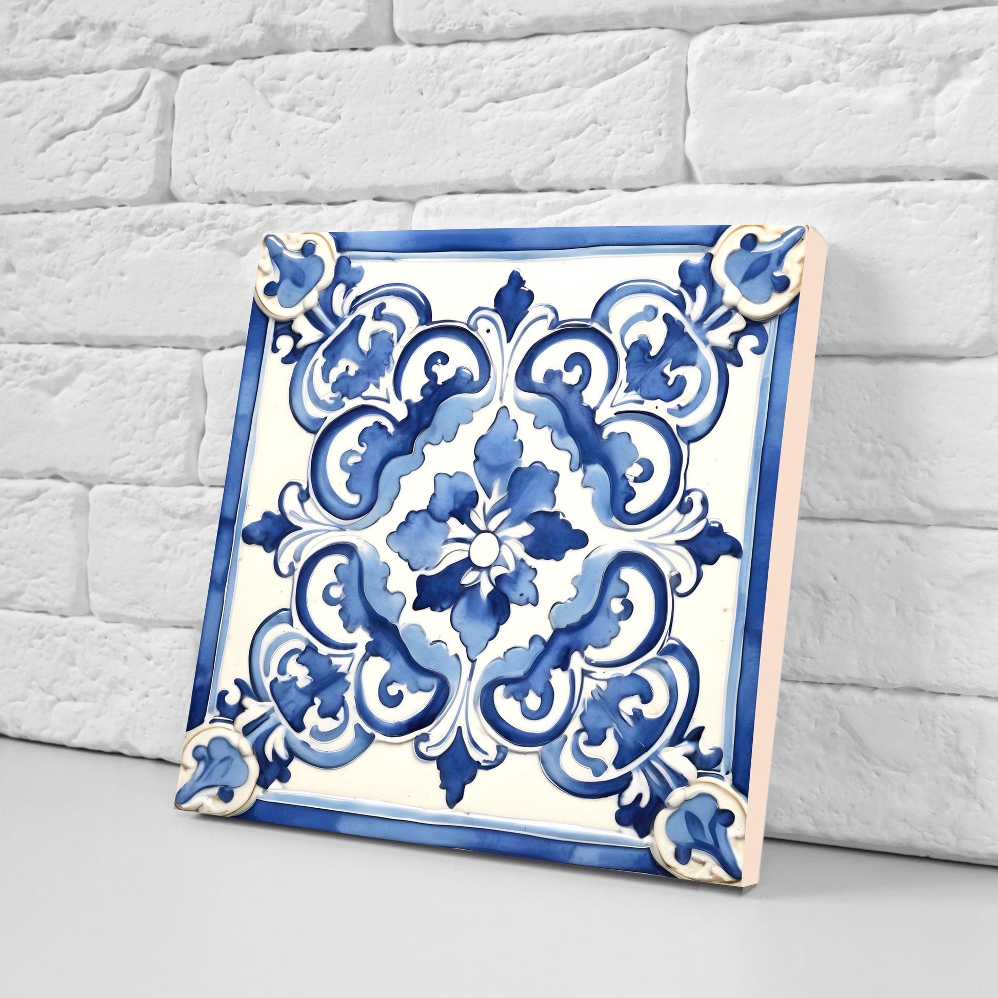 Italian Majolica Tiles - Set of 2 Sicilian Wall Decor Tiles - Kitchen Backsplash Tiles, Table Decorative Tiles, Bathroom Tiles, Coaster