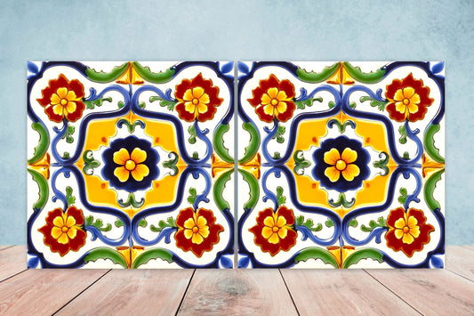 Italian Majolica Tiles - Set of 2 Sicilian Wall Decor Tiles - Kitchen Backsplash Tiles, Table Decorative Tiles, Bathroom Tiles, Coaster