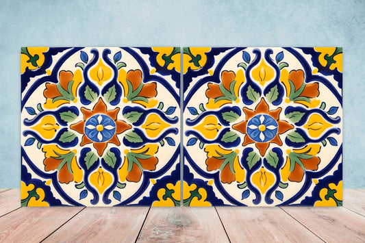 Italian Majolica Tiles - Set of 2 Sicilian Wall Decor Tiles - Kitchen Backsplash Tiles, Table Decorative Tiles, Bathroom Tiles, Coaster