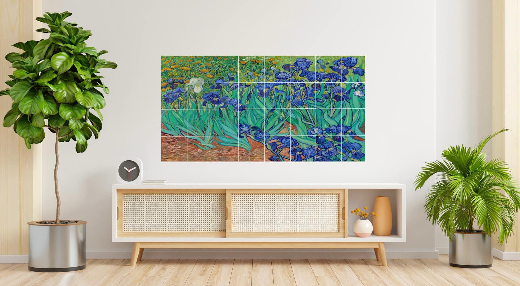 Tile Mural/Mosaic Ceramic Panel of Vincent van Gogh Irises - Van Gogh Wall Art - Flower Art Print - Tile Mosaic -Gloss Tiles - Irises print