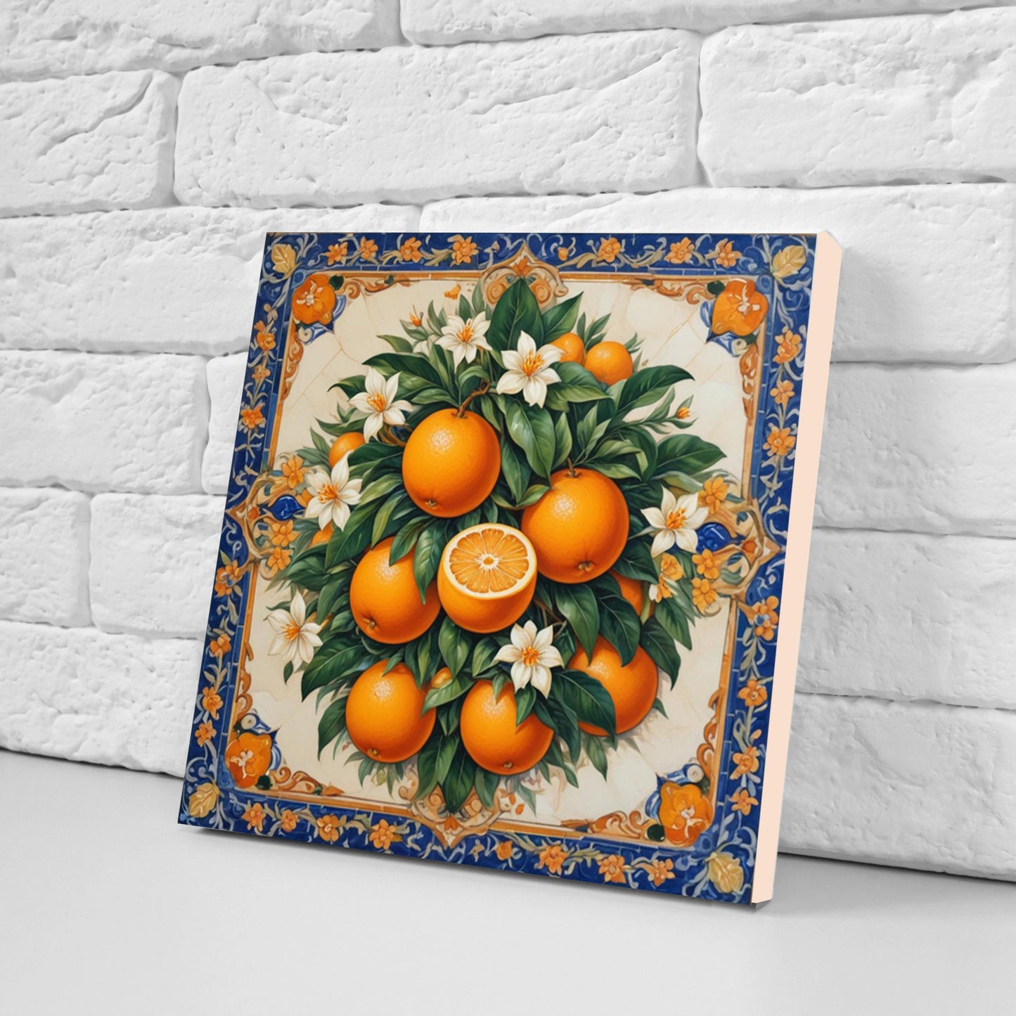 Italian Majolica Oranges Tiles -Set of 3 Italian Wall Decor Tiles -Kitchen Backsplash Tiles, Table Decorative Tiles, Bathroom Tiles, Coaster