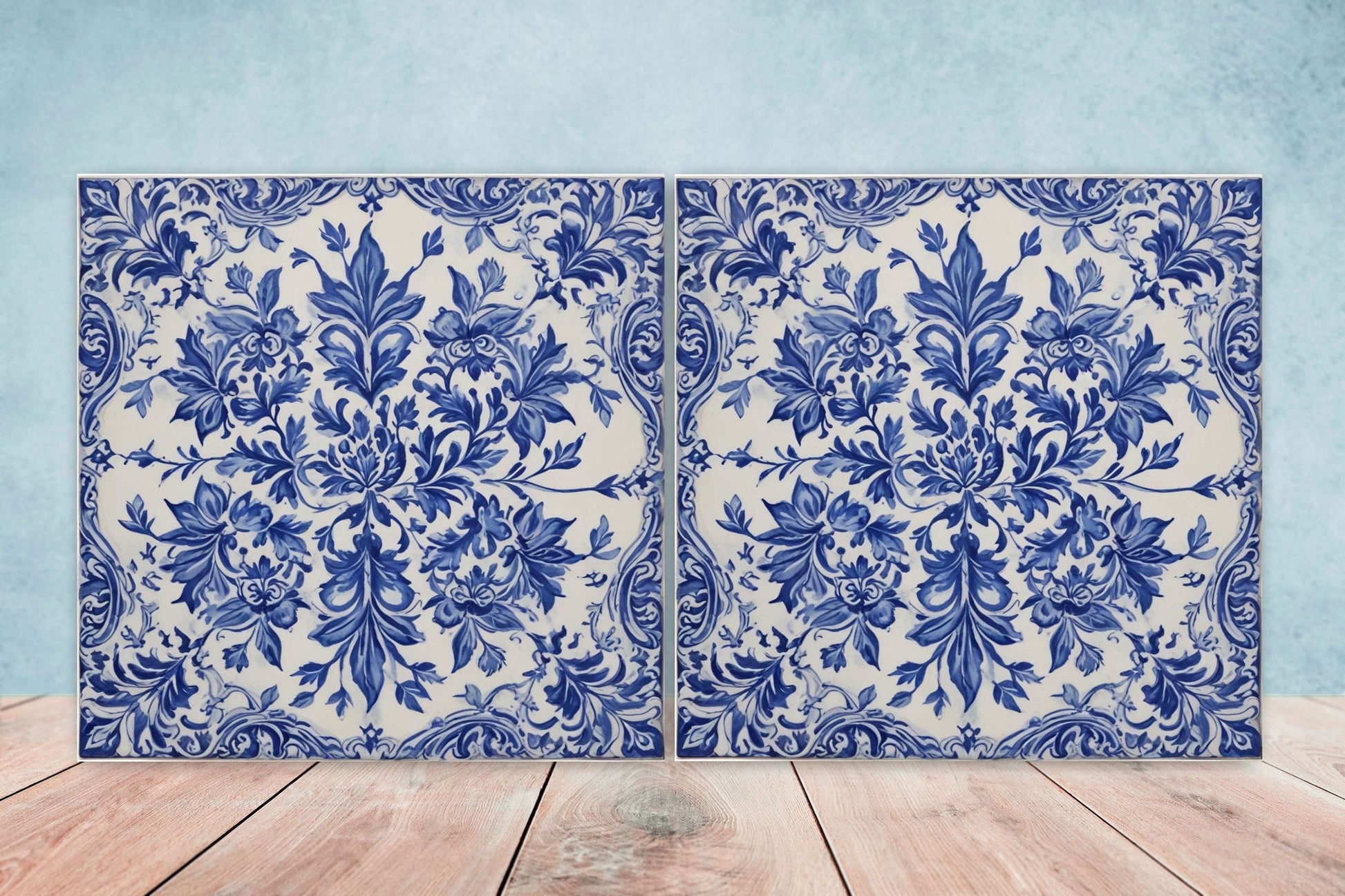 Spanish Ceramic Tiles - Set of 2 Spanish Wall Decor Tiles - Kitchen Backsplash Tiles, Table Decorative Tiles, Bathroom Tiles, Coaster