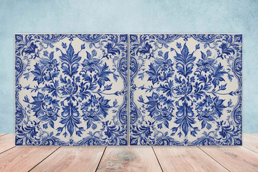Spanish Ceramic Tiles - Set of 2 Spanish Wall Decor Tiles - Kitchen Backsplash Tiles, Table Decorative Tiles, Bathroom Tiles, Coaster