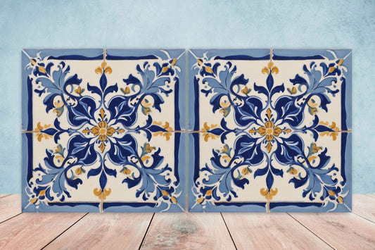 Spanish Ceramic Tiles - Set of 2 Spanish Wall Decor Tiles - Kitchen Backsplash Tiles, Table Decorative Tiles, Bathroom Tiles, Coaster