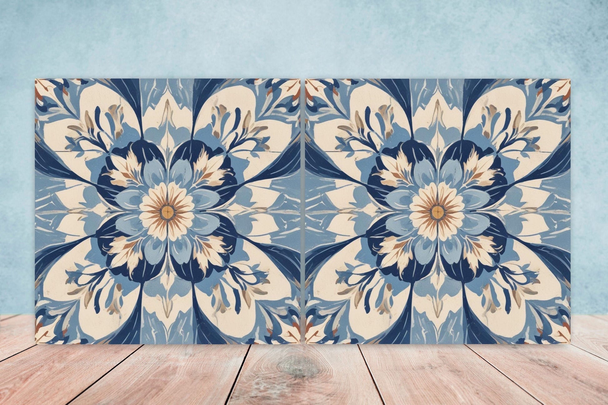Spanish Ceramic Tiles - Set of 2 Spanish Wall Decor Tiles - Kitchen Backsplash Tiles, Table Decorative Tiles, Bathroom Tiles, Coaster