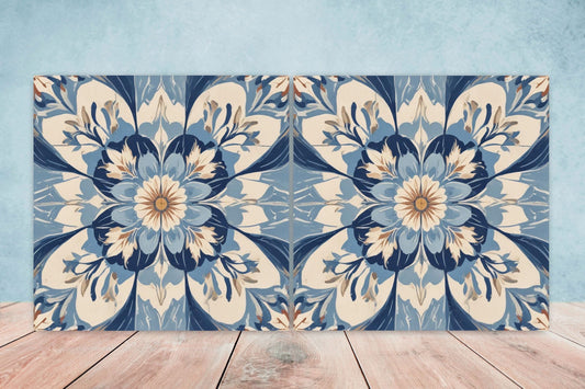 Spanish Ceramic Tiles - Set of 2 Spanish Wall Decor Tiles - Kitchen Backsplash Tiles, Table Decorative Tiles, Bathroom Tiles, Coaster