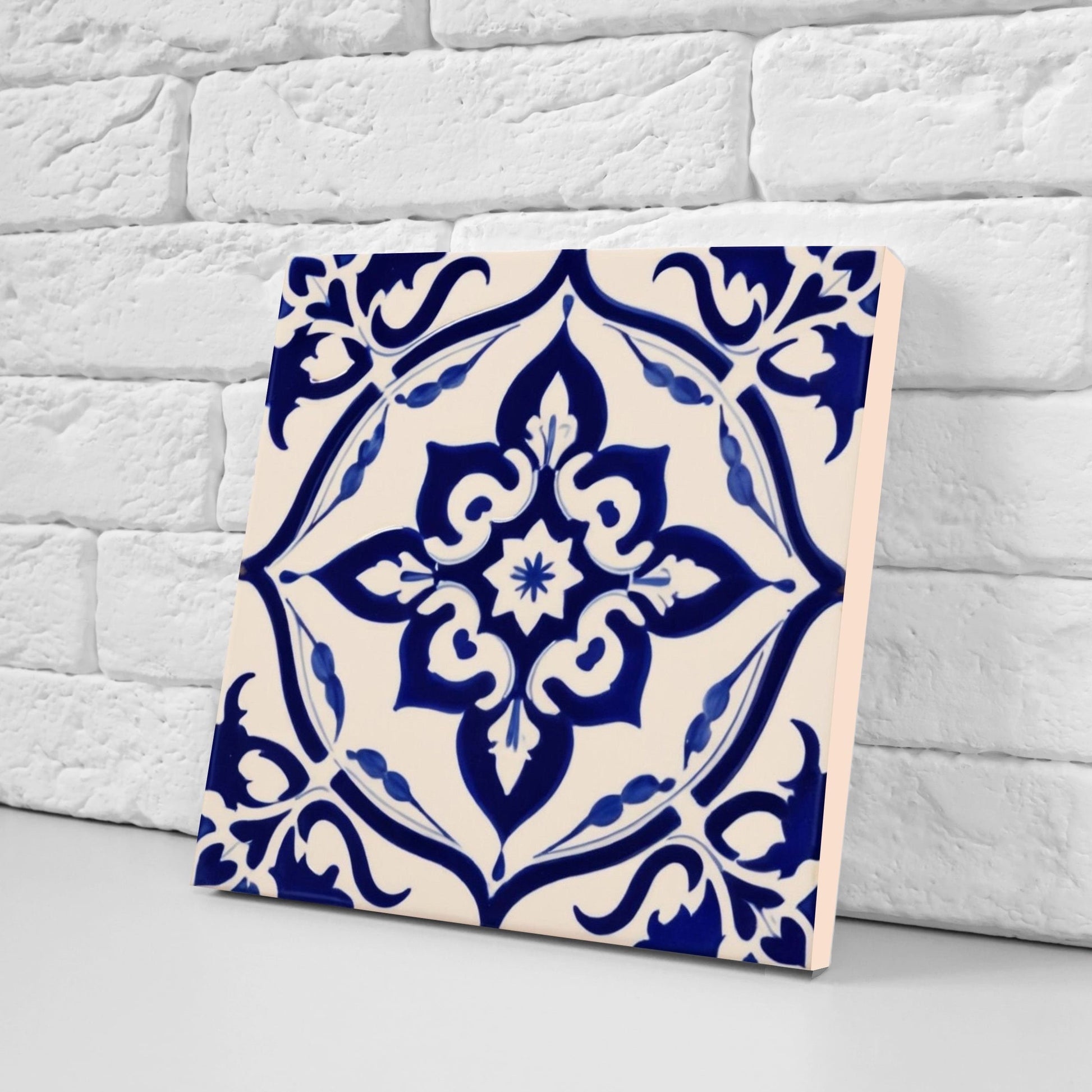 Spanish Ceramic Flower Tiles - Set of 2 Spanish Wall Decor Tiles - Kitchen Backsplash Tiles, Table Decorative Tiles, Bathroom Tiles, Coaster