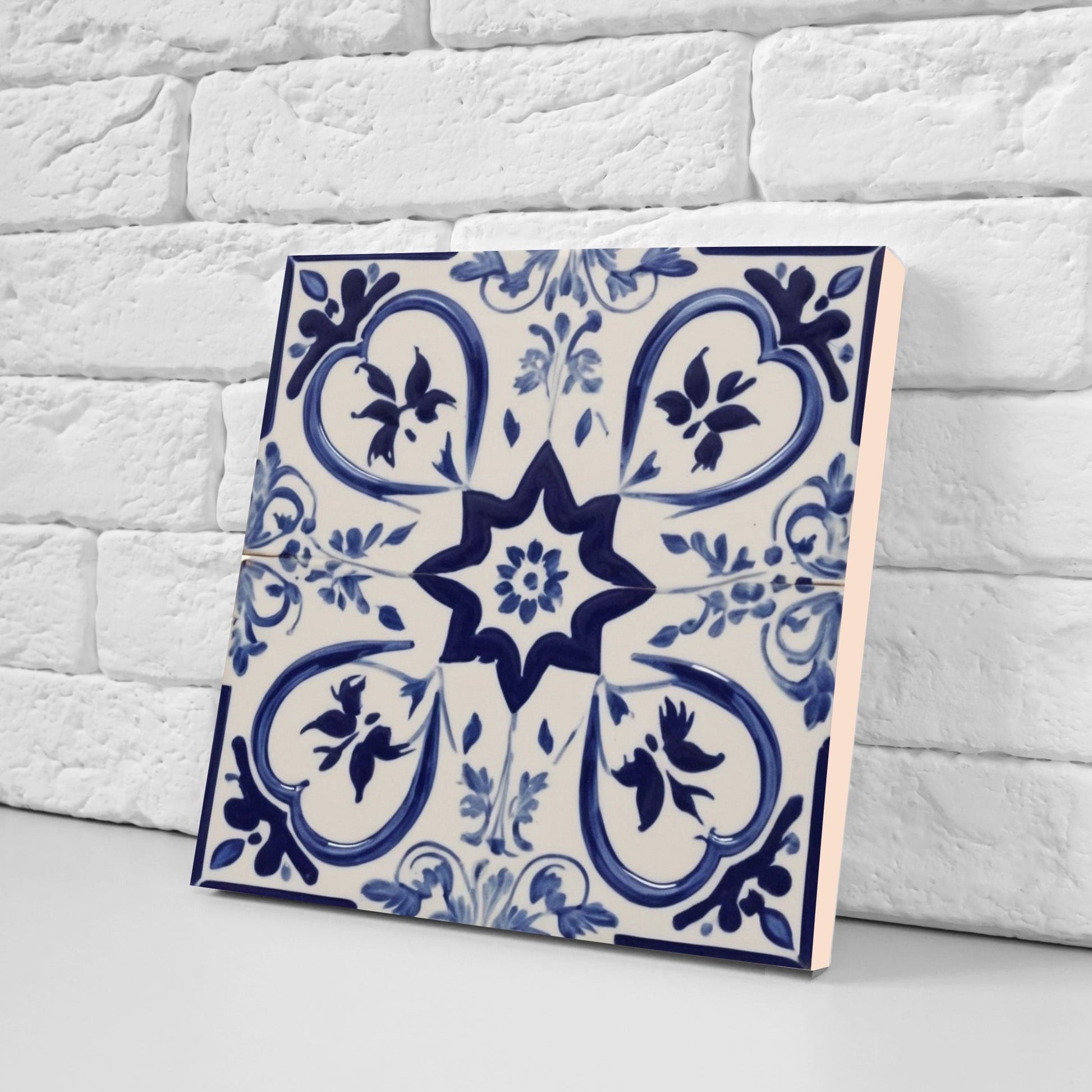 Spanish Ceramic Flower Tiles - Set of 2 Spanish Wall Decor Tiles - Kitchen Backsplash Tiles, Table Decorative Tiles, Bathroom Tiles, Coaster