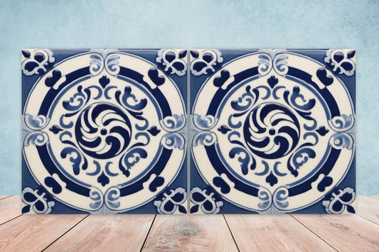 Greek Mediterranean Tiles - Set of 2 Greek Wall Decor Tiles - Kitchen Backsplash Tiles, Table Decorative Tiles, Bathroom Tiles, Coaster