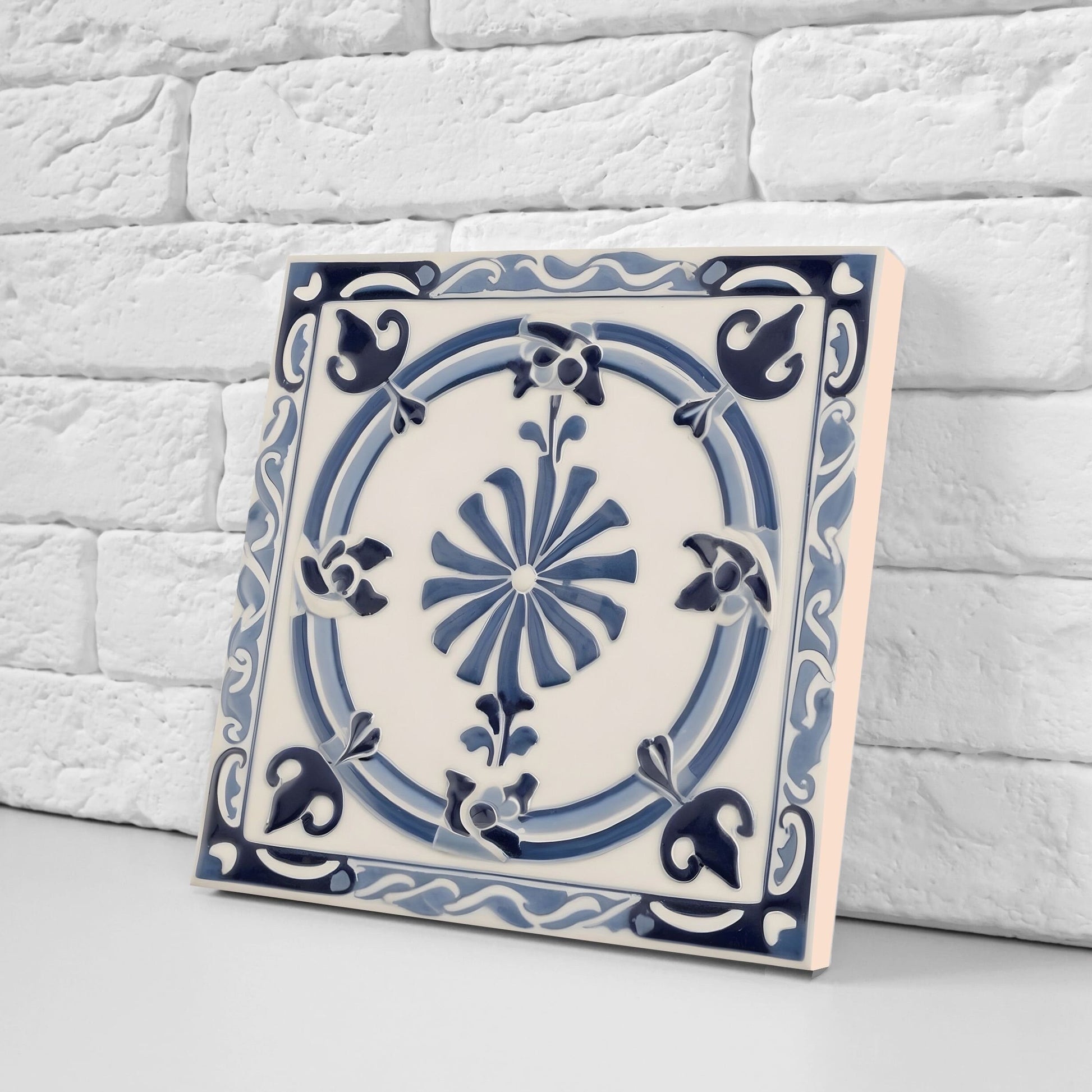Greek Mediterranean Tiles - Set of 2 Greek Wall Decor Tiles - Kitchen Backsplash Tiles, Table Decorative Tiles, Bathroom Tiles, Coaster