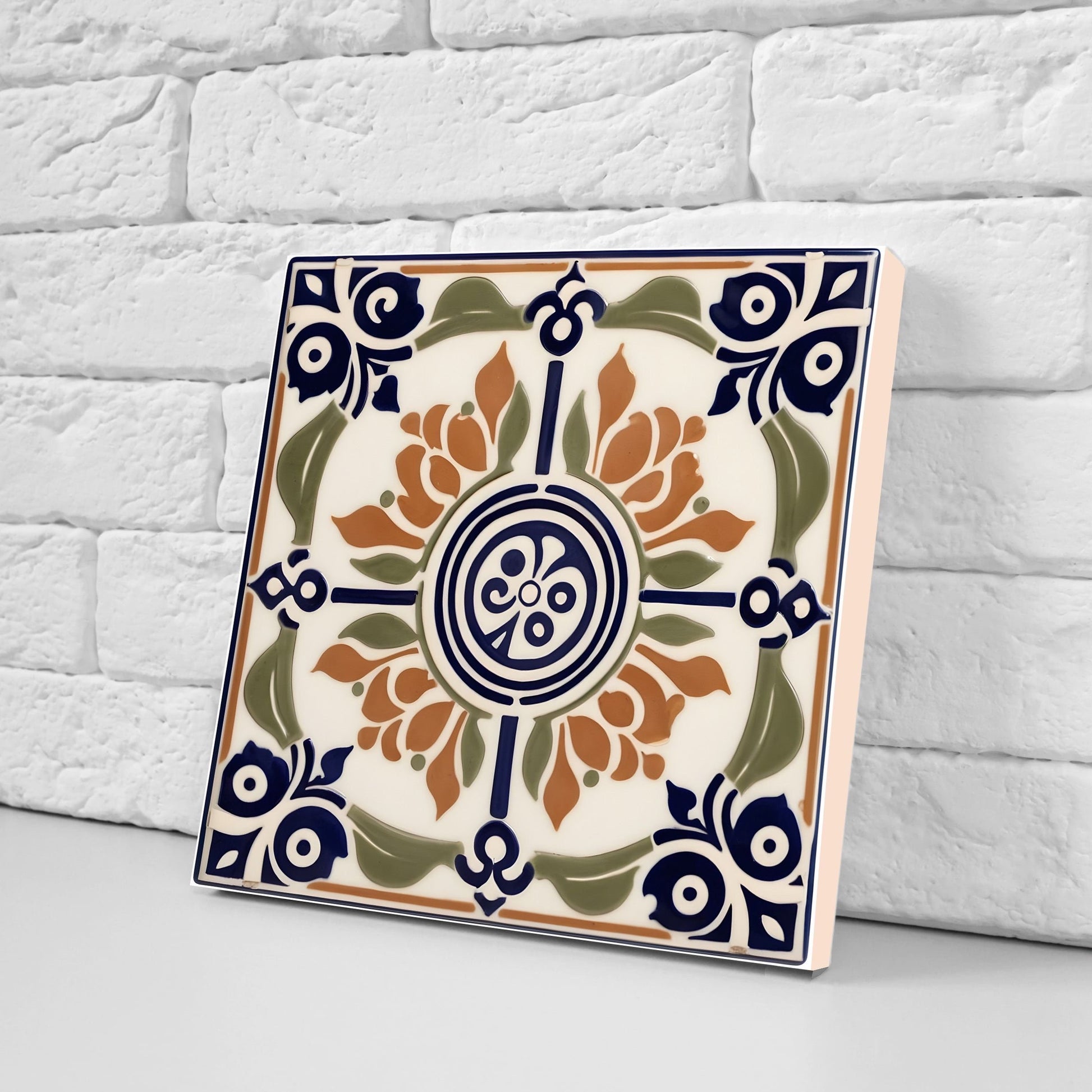 Greek Mediterranean Tiles - Set of 2 Greek Wall Decor Tiles - Kitchen Backsplash Tiles, Table Decorative Tiles, Bathroom Tiles, Coaster