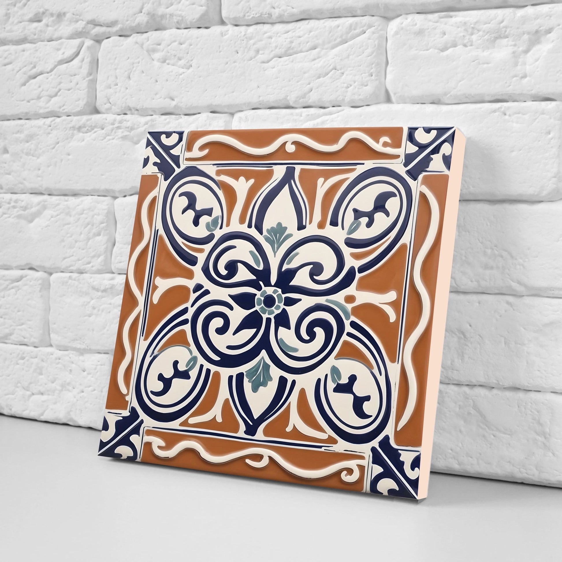 Greek Mediterranean Tiles - Set of 2 Greek Wall Decor Tiles - Kitchen Backsplash Tiles, Table Decorative Tiles, Bathroom Tiles, Coaster