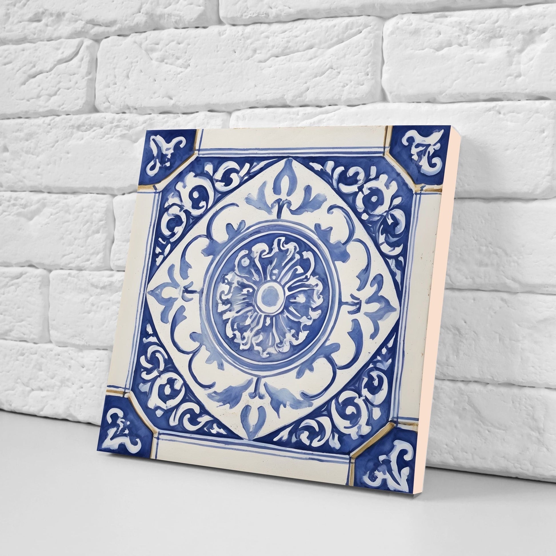 Greek Mediterranean Tiles - Set of 2 Greek Wall Decor Tiles - Kitchen Backsplash Tiles, Table Decorative Tiles, Bathroom Tiles, Coaster
