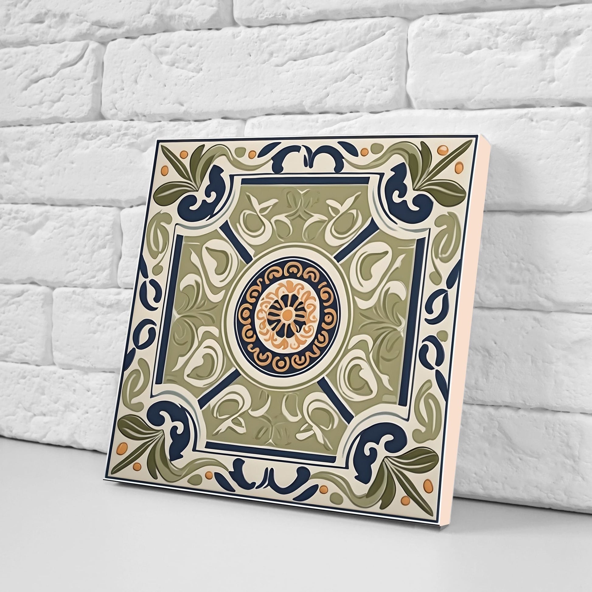 Greek Mediterranean Tiles - Set of 2 Greek Wall Decor Tiles - Kitchen Backsplash Tiles, Table Decorative Tiles, Bathroom Tiles, Coaster
