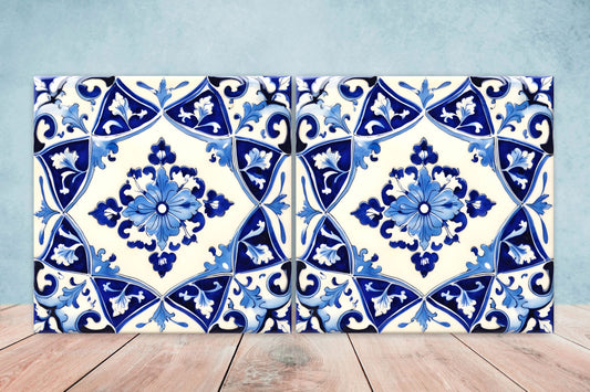 Italian Majolica Tiles - Set of 2 Sicilian Wall Decor Tiles - Kitchen Backsplash Tiles, Table Decorative Tiles, Bathroom Tiles, Coaster