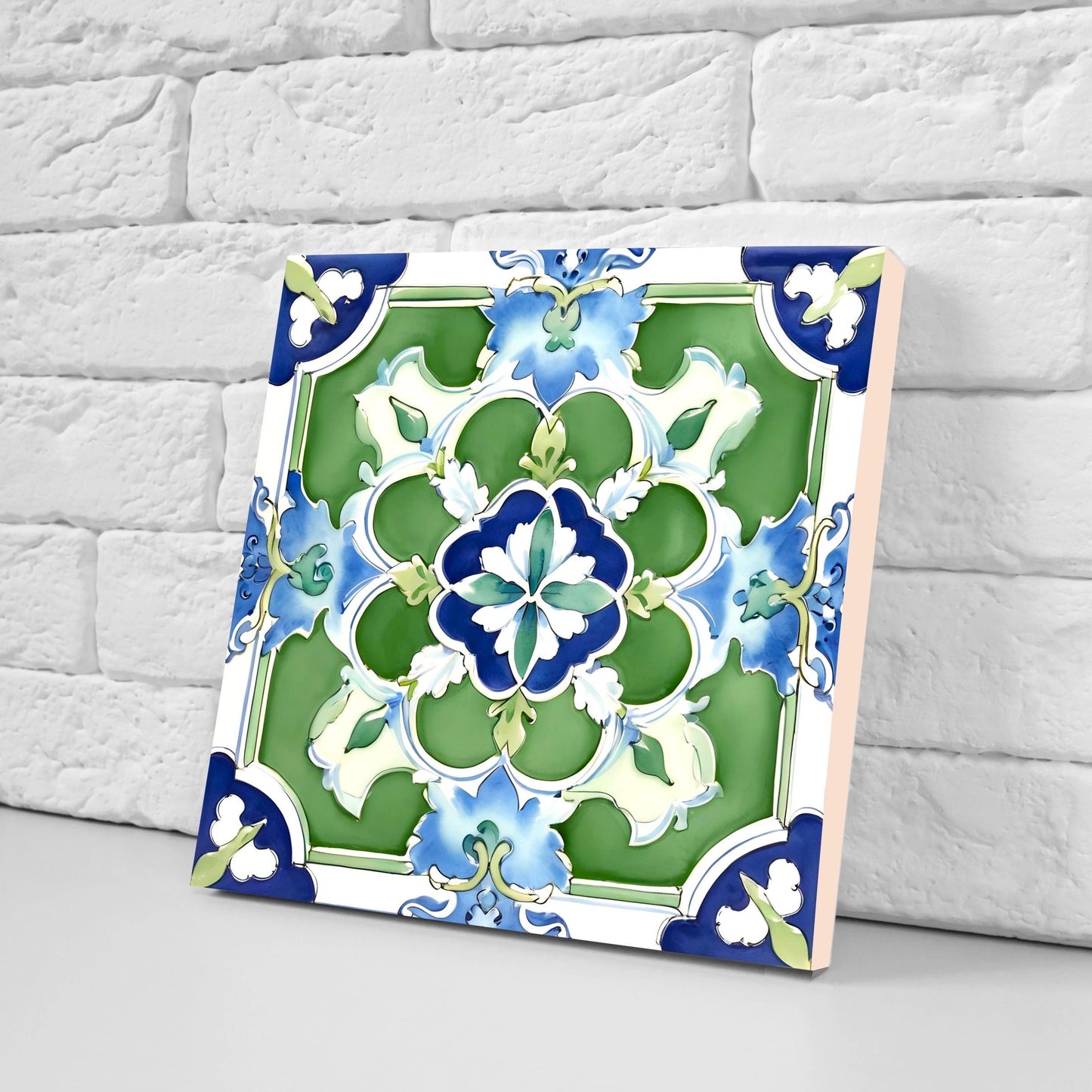 Italian Majolica Tiles - Set of 2 Sicilian Wall Decor Tiles - Kitchen Backsplash Tiles, Table Decorative Tiles, Bathroom Tiles, Coaster