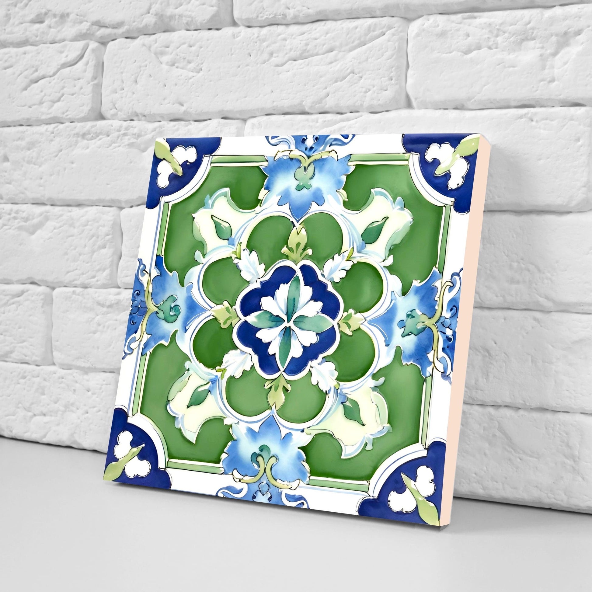 Italian Majolica Tiles - Set of 2 Sicilian Wall Decor Tiles - Kitchen Backsplash Tiles, Table Decorative Tiles, Bathroom Tiles, Coaster