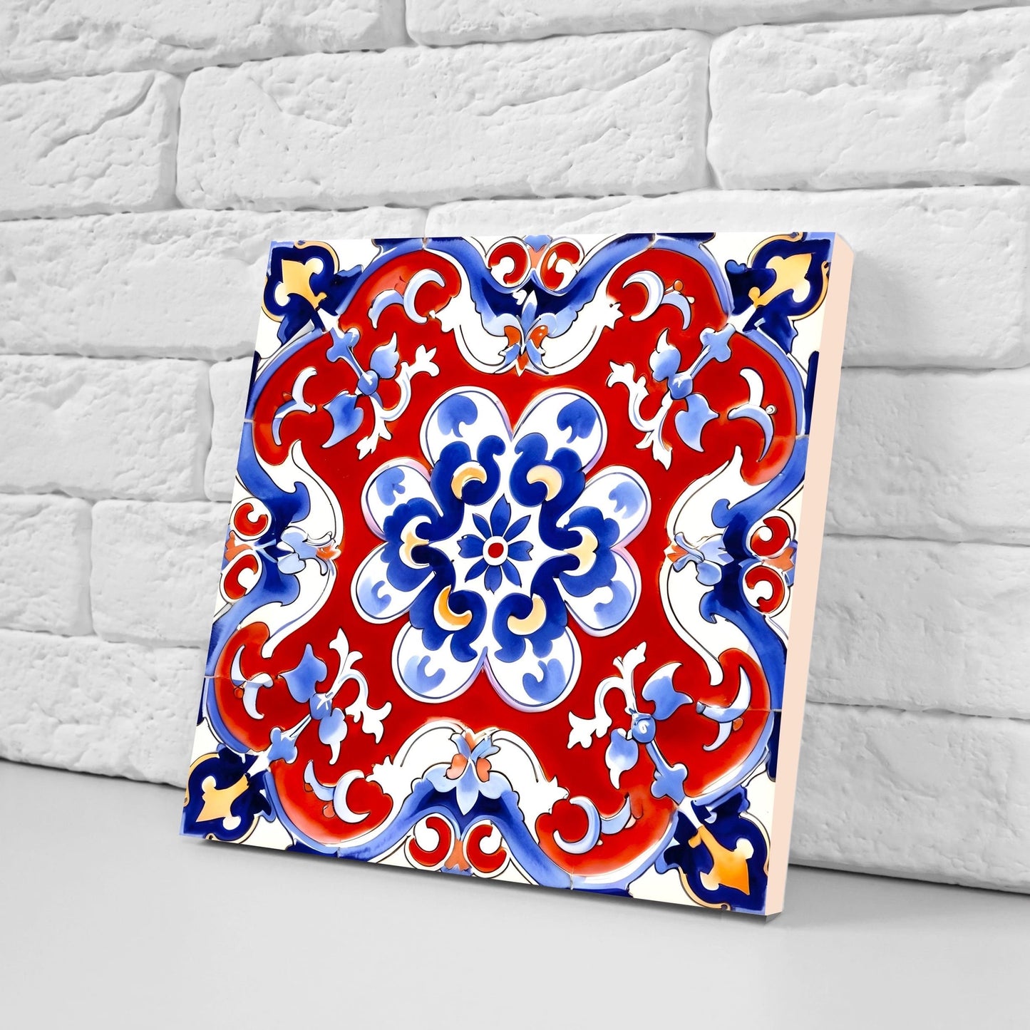 Italian Majolica Tiles - Set of 2 Sicilian Wall Decor Tiles - Kitchen Backsplash Tiles, Table Decorative Tiles, Bathroom Tiles, Coaster