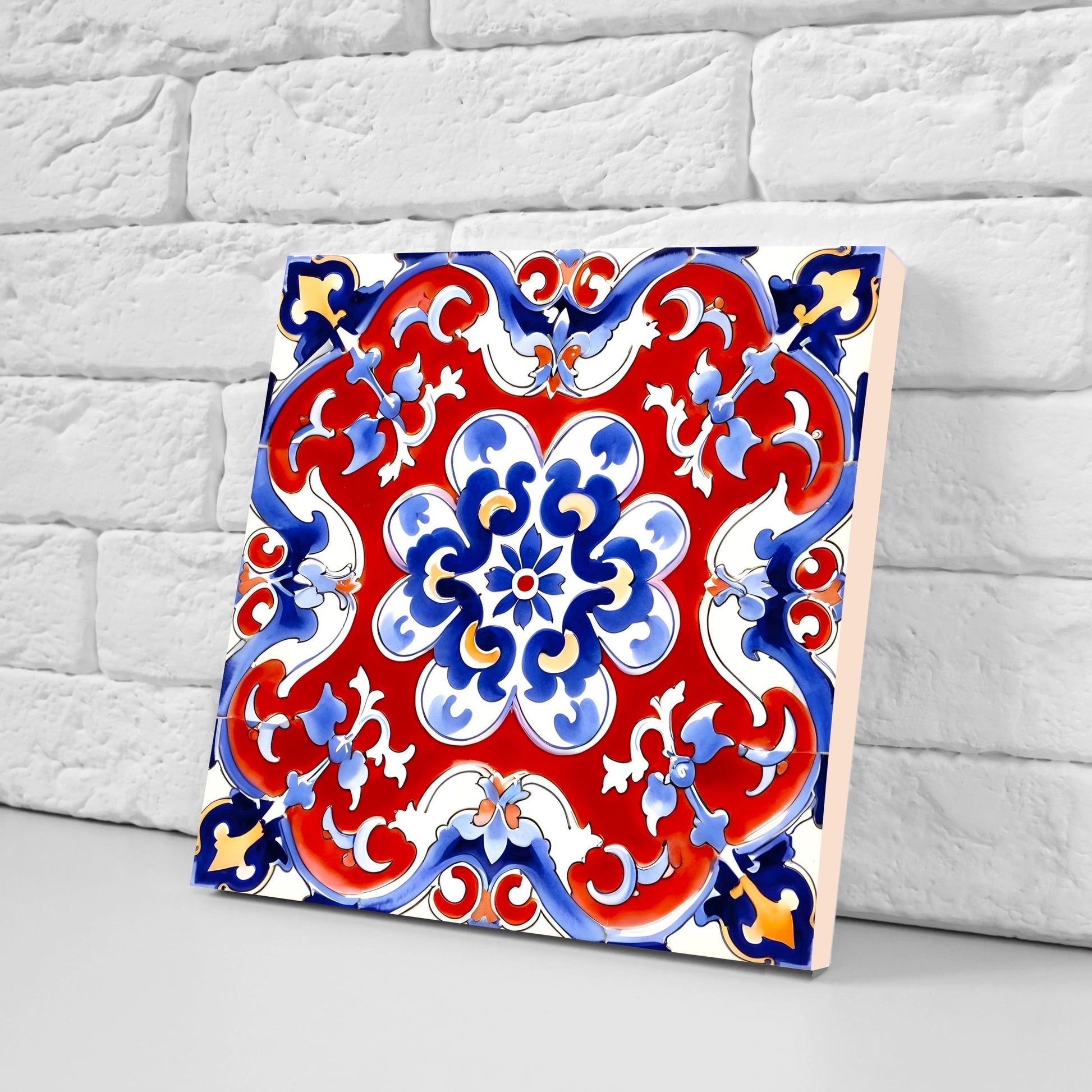 Italian Majolica Tiles - Set of 2 Sicilian Wall Decor Tiles - Kitchen Backsplash Tiles, Table Decorative Tiles, Bathroom Tiles, Coaster