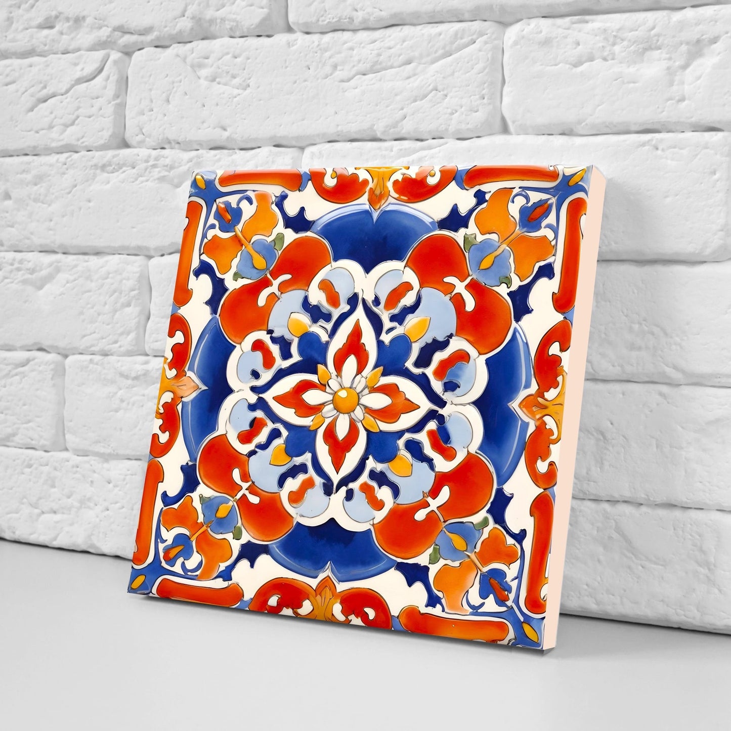 Italian Majolica Tiles - Set of 2 Sicilian Wall Decor Tiles - Kitchen Backsplash Tiles, Table Decorative Tiles, Bathroom Tiles, Coaster