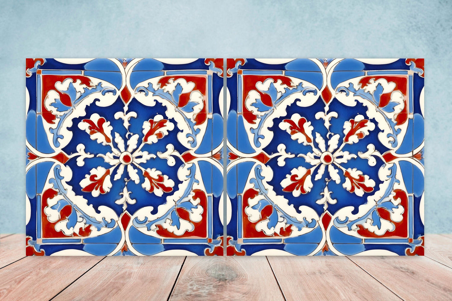 Italian Majolica Tiles - Set of 2 Sicilian Wall Decor Tiles - Kitchen Backsplash Tiles, Table Decorative Tiles, Bathroom Tiles, Coaster