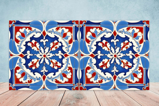 Italian Majolica Tiles - Set of 2 Sicilian Wall Decor Tiles - Kitchen Backsplash Tiles, Table Decorative Tiles, Bathroom Tiles, Coaster