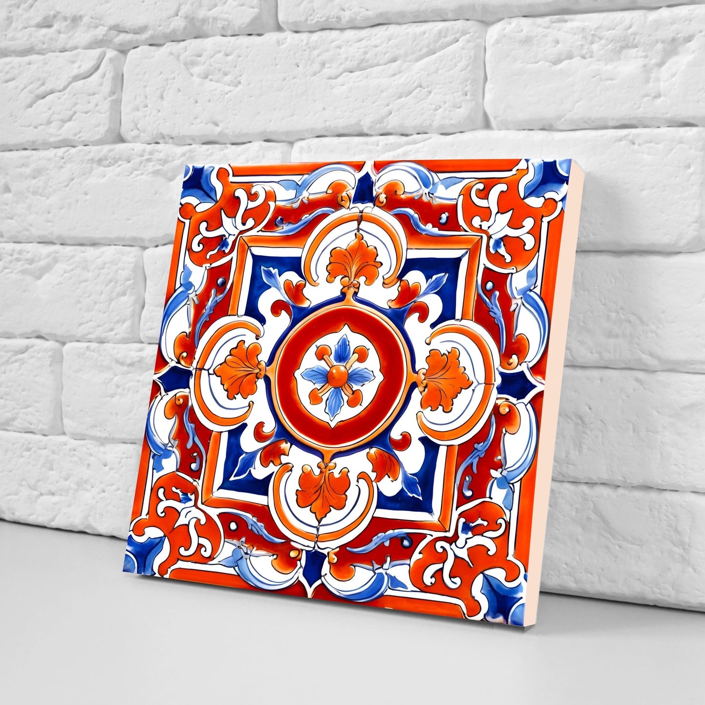 Italian Majolica Tiles - Set of 2 Sicilian Wall Decor Tiles - Kitchen Backsplash Tiles, Table Decorative Tiles, Bathroom Tiles, Coaster