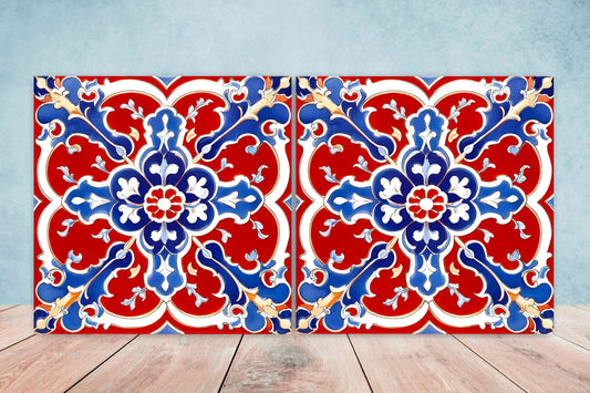 Italian Majolica Tiles - Set of 2 Sicilian Wall Decor Tiles - Kitchen Backsplash Tiles, Table Decorative Tiles, Bathroom Tiles, Coaster