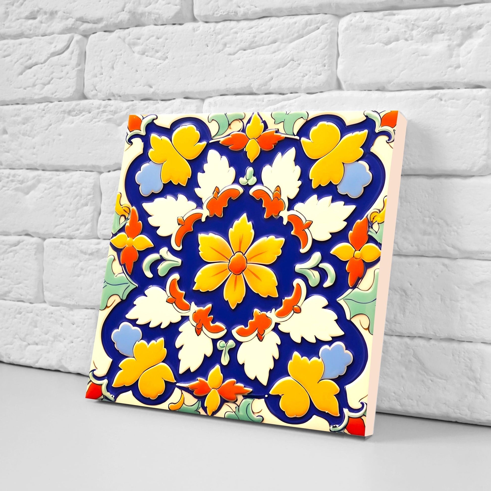 Italian Majolica Tiles - Set of 2 Sicilian Wall Decor Tiles - Kitchen Backsplash Tiles, Table Decorative Tiles, Bathroom Tiles, Coaster