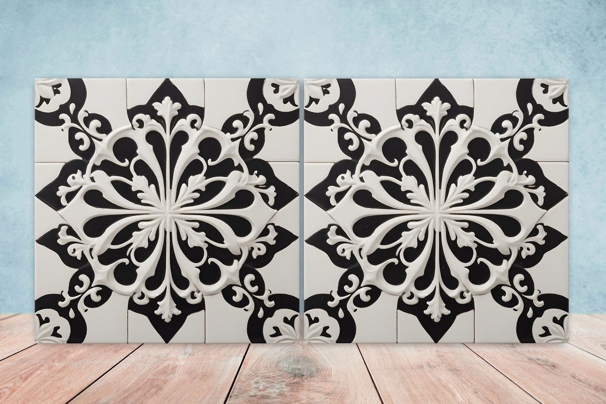 Victorian Tiles - Set of 2 Victorian Wall Decor Ceramic Tiles - Kitchen Backsplash Tiles, Table Decorative Tiles, Bathroom Tiles, Coaster