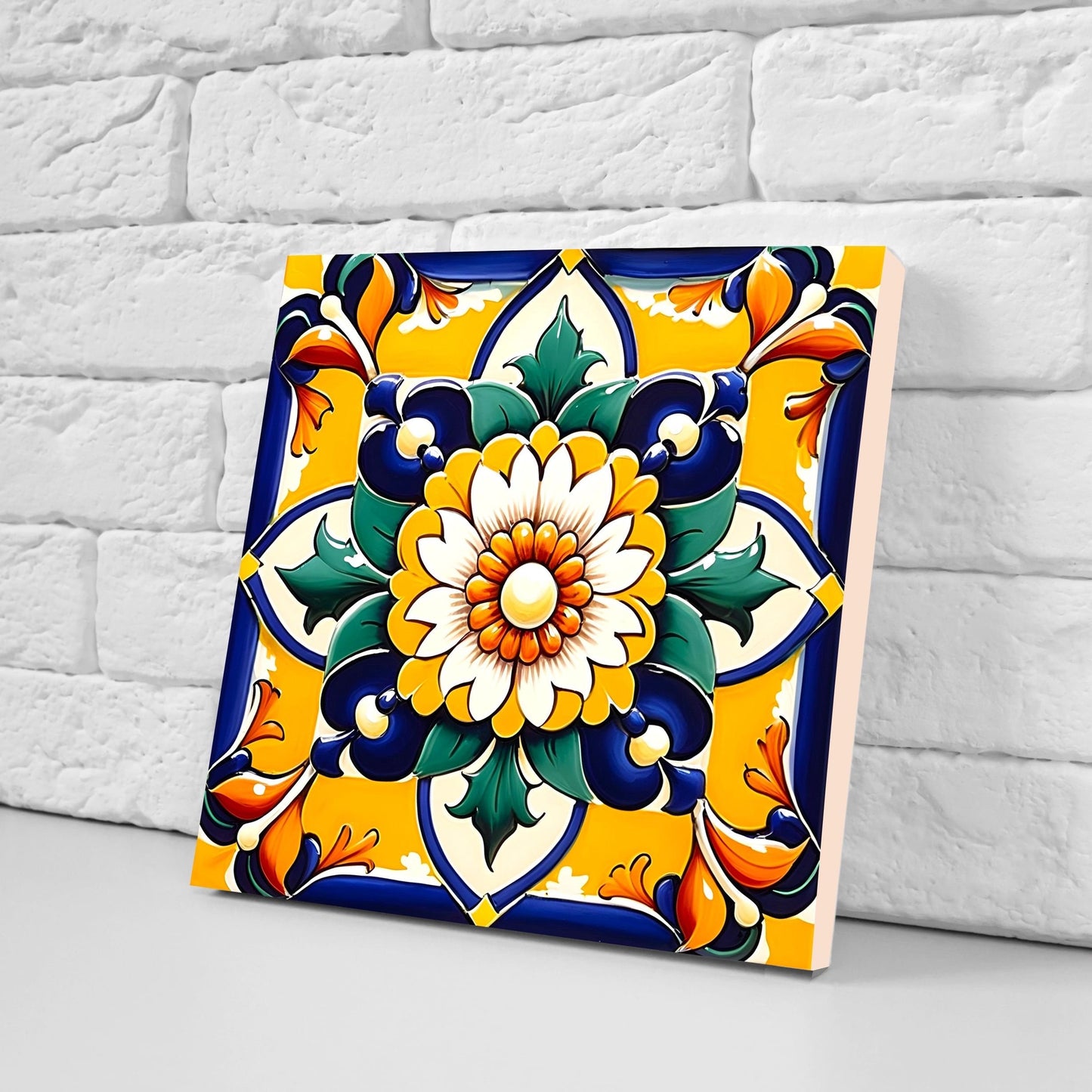 Italian Majolica Tiles - Set of 2 Sicilian Wall Decor Tiles - Kitchen Backsplash Tiles, Table Decorative Tiles, Bathroom Tiles, Coaster