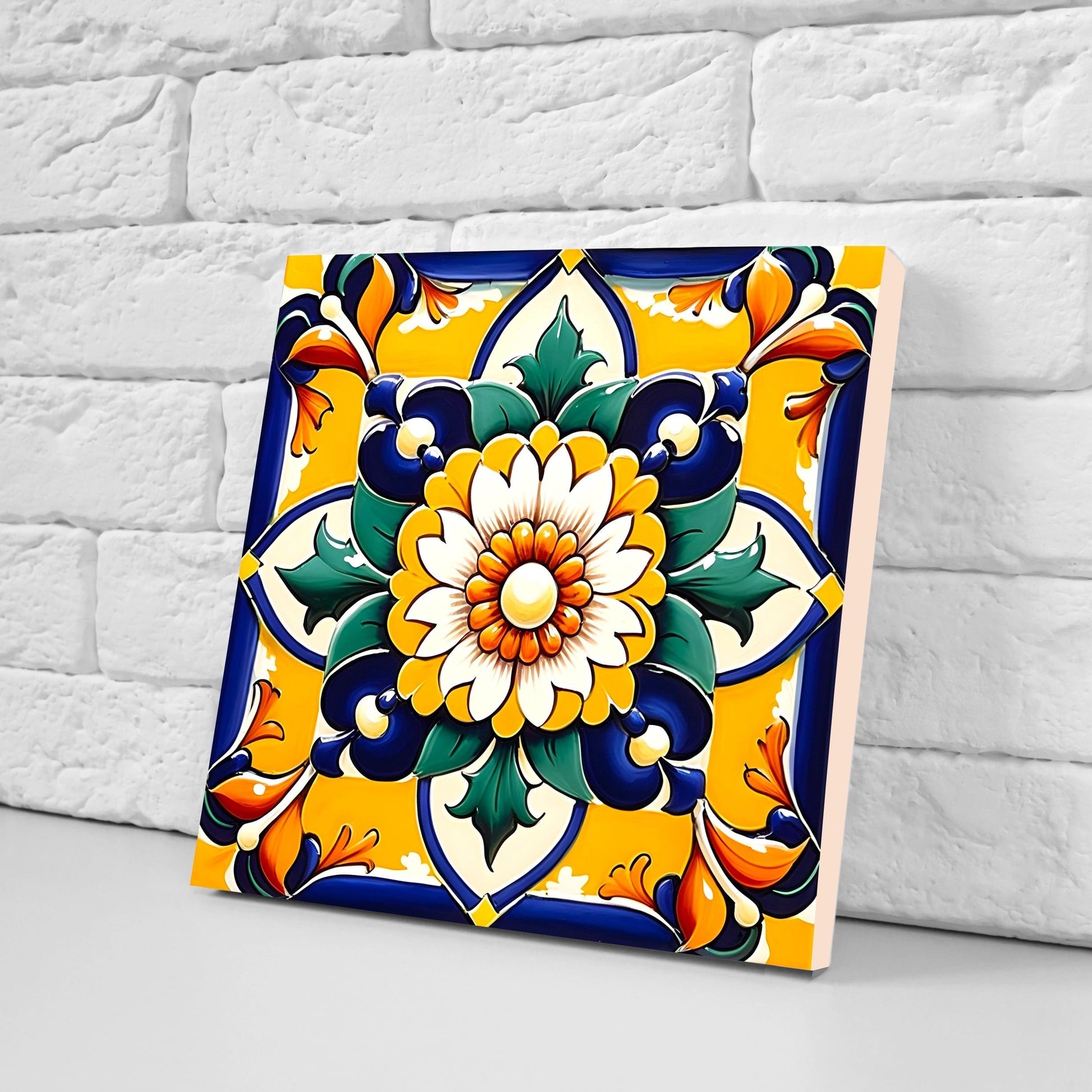 Italian Majolica Tiles - Set of 2 Sicilian Wall Decor Tiles - Kitchen Backsplash Tiles, Table Decorative Tiles, Bathroom Tiles, Coaster
