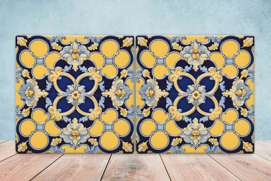 Victorian Tiles - Set of 2 Victorian Wall Decor Ceramic Tiles - Kitchen Backsplash Tiles, Table Decorative Tiles, Bathroom Tiles, Coaster