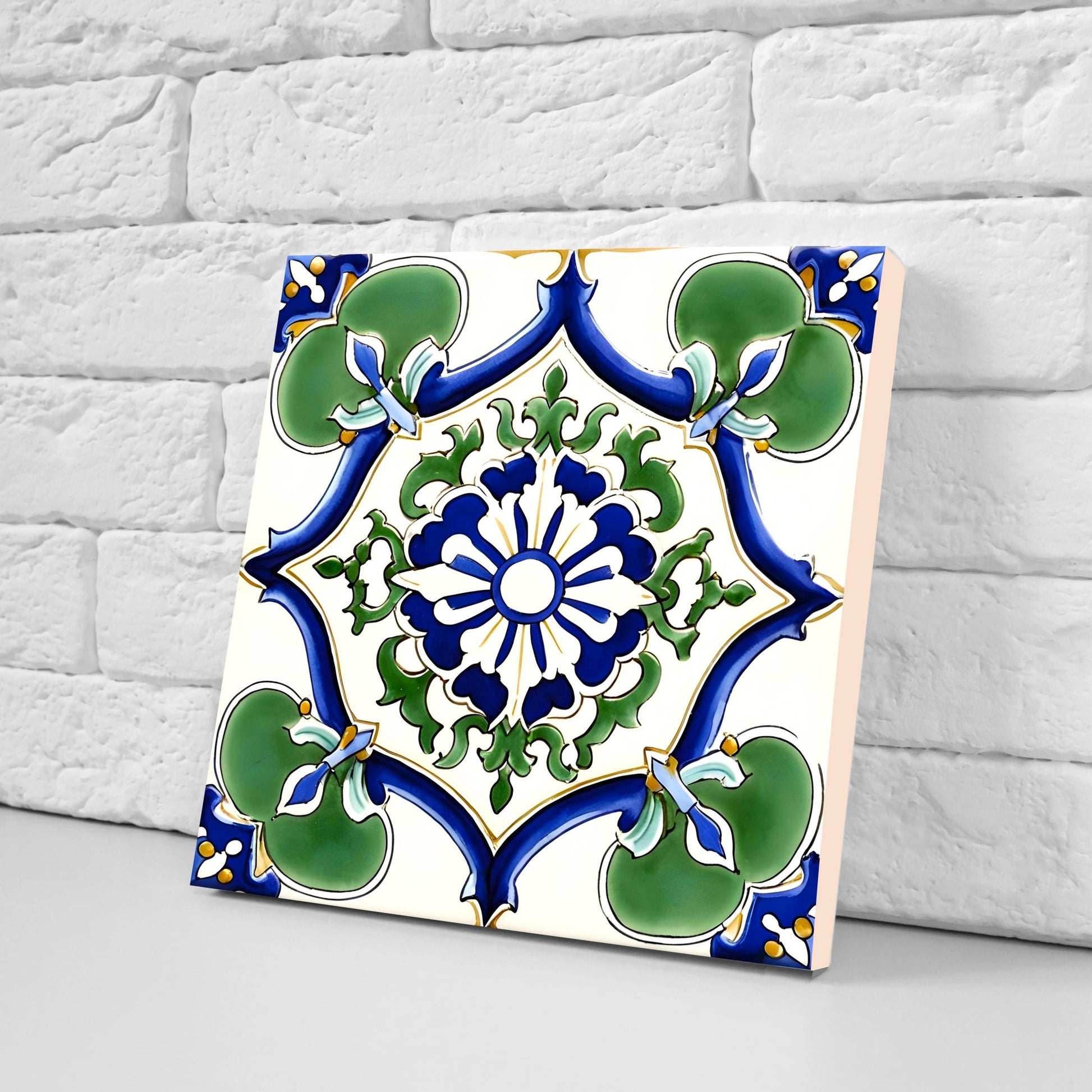Italian Majolica Tiles - Set of 2 Sicilian Wall Decor Tiles - Kitchen Backsplash Tiles, Table Decorative Tiles, Bathroom Tiles, Coaster