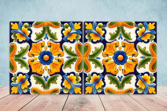 Italian Majolica Tiles - Set of 2 Sicilian Wall Decor Tiles - Kitchen Backsplash Tiles, Table Decorative Tiles, Bathroom Tiles, Coaster
