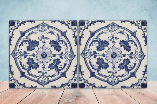 Victorian Tiles - Set of 2 Victorian Wall Decor Ceramic Tiles - Kitchen Backsplash Tiles, Table Decorative Tiles, Bathroom Tiles, Coaster