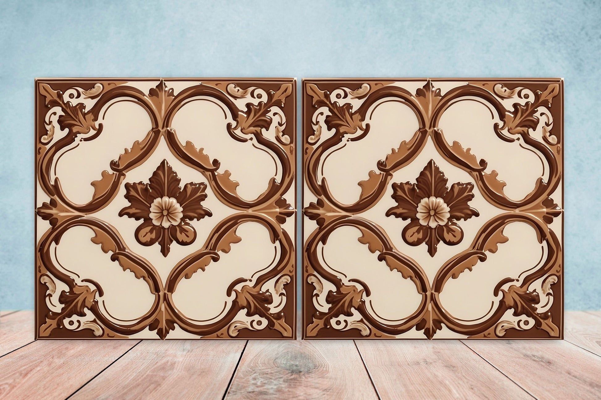 Victorian Tiles - Set of 2 Victorian Wall Decor Ceramic Tiles - Kitchen Backsplash Tiles, Table Decorative Tiles, Bathroom Tiles, Coaster