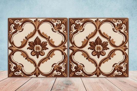 Victorian Tiles - Set of 2 Victorian Wall Decor Ceramic Tiles - Kitchen Backsplash Tiles, Table Decorative Tiles, Bathroom Tiles, Coaster