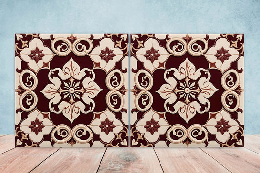 Victorian Tiles - Set of 2 Victorian Wall Decor Ceramic Tiles - Kitchen Backsplash Tiles, Table Decorative Tiles, Bathroom Tiles, Coaster