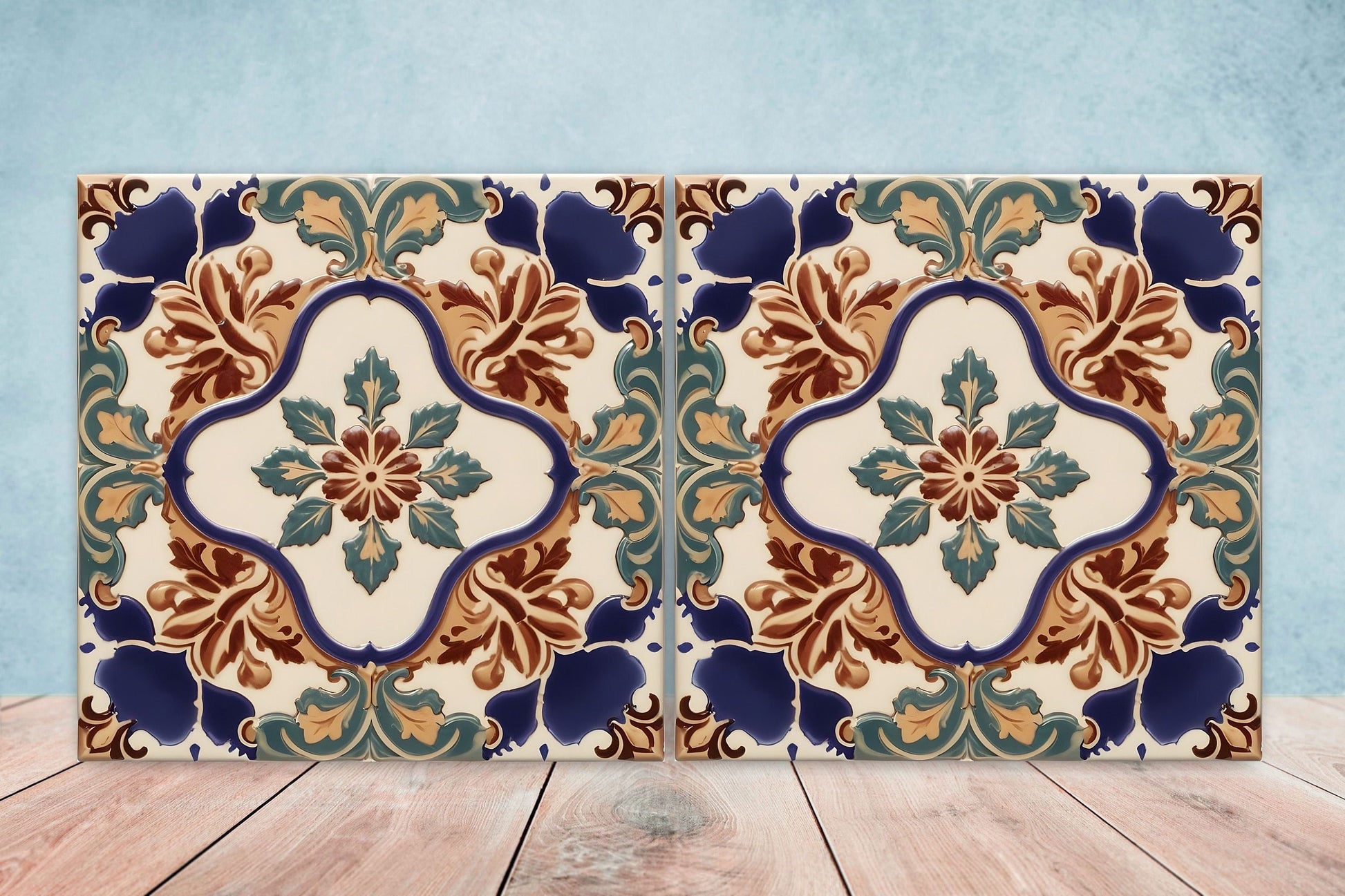 Victorian Tiles - Set of 2 Victorian Wall Decor Ceramic Tiles - Kitchen Backsplash Tiles, Table Decorative Tiles, Bathroom Tiles, Coaster