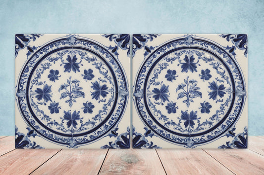 Victorian Tiles - Set of 2 Victorian Wall Decor Ceramic Tiles - Kitchen Backsplash Tiles, Table Decorative Tiles, Bathroom Tiles, Coaster