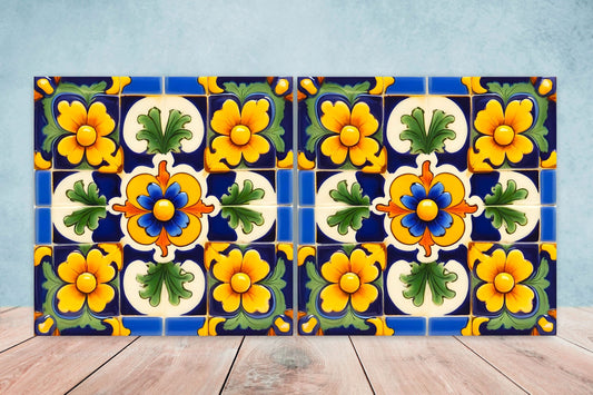 Italian Majolica Tiles - Set of 2 Sicilian Wall Decor Tiles - Kitchen Backsplash Tiles, Table Decorative Tiles, Bathroom Tiles, Coaster