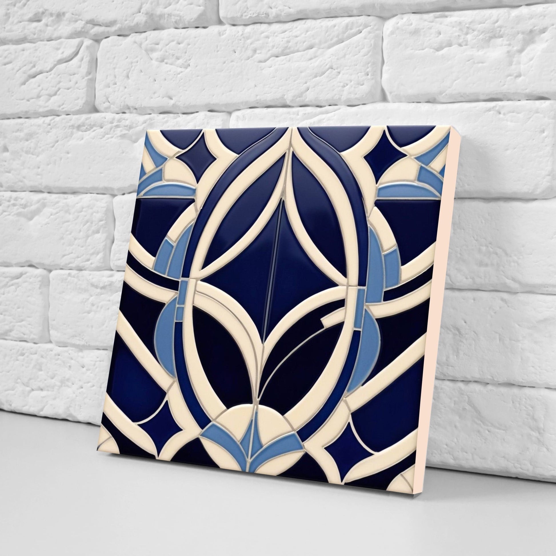 Art Deco Ceramic tiles - Set of 2 Art Deco Wall Decor Geometric Tiles - Kitchen Backsplash Tiles, Table Decorative Tiles, Bathroom Tiles