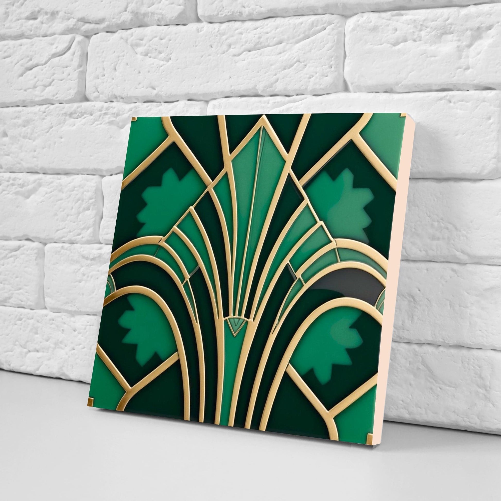 Art Deco Ceramic tiles - Set of 2 Art Deco Wall Decor Geometric Tiles - Kitchen Backsplash Tiles, Table Decorative Tiles, Bathroom Tiles