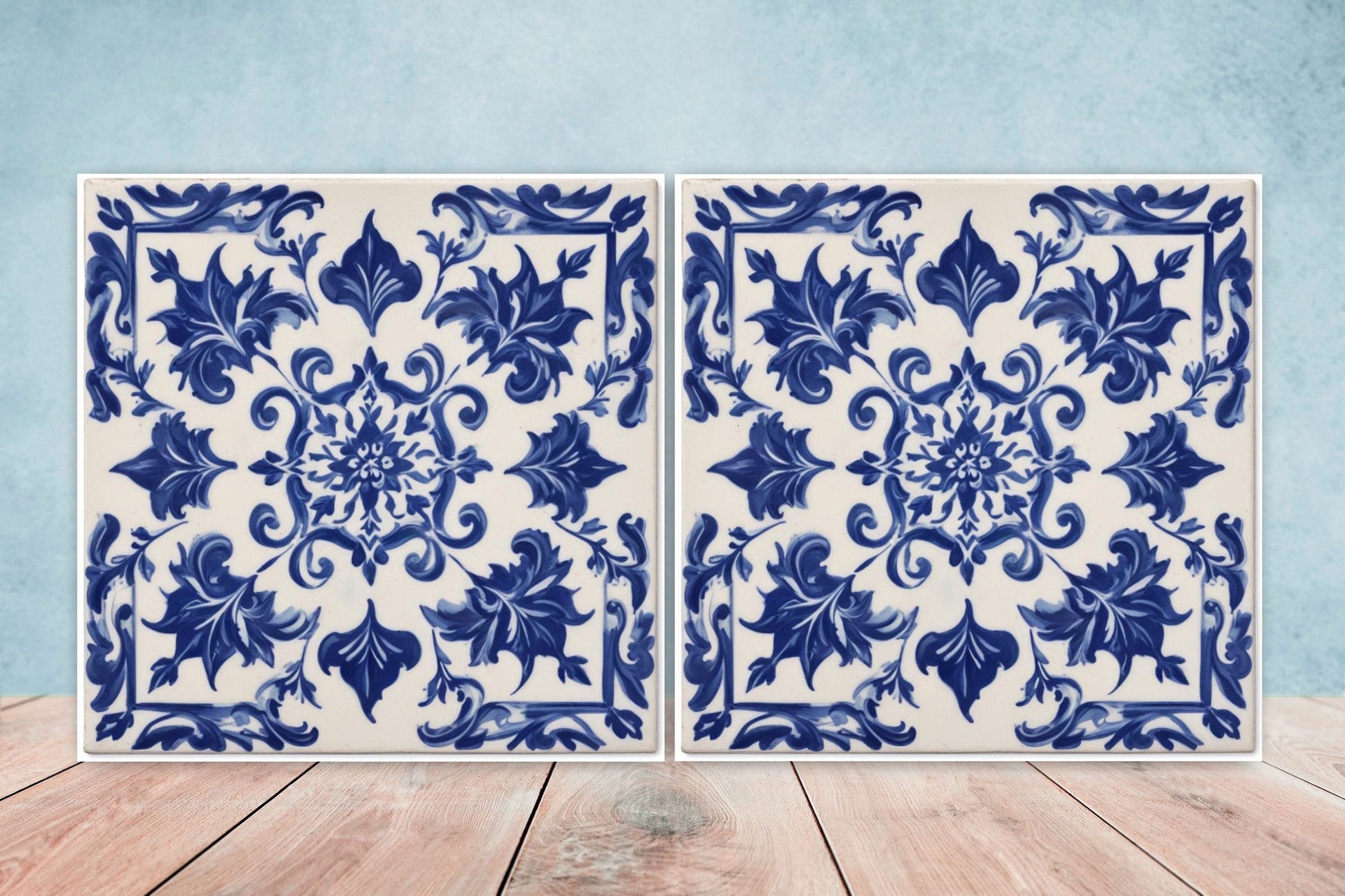 Spanish Ceramic Tiles - Set of 2 Spanish Wall Decor Tiles - Kitchen Backsplash Tiles, Table Decorative Tiles, Bathroom Tiles, Coaster